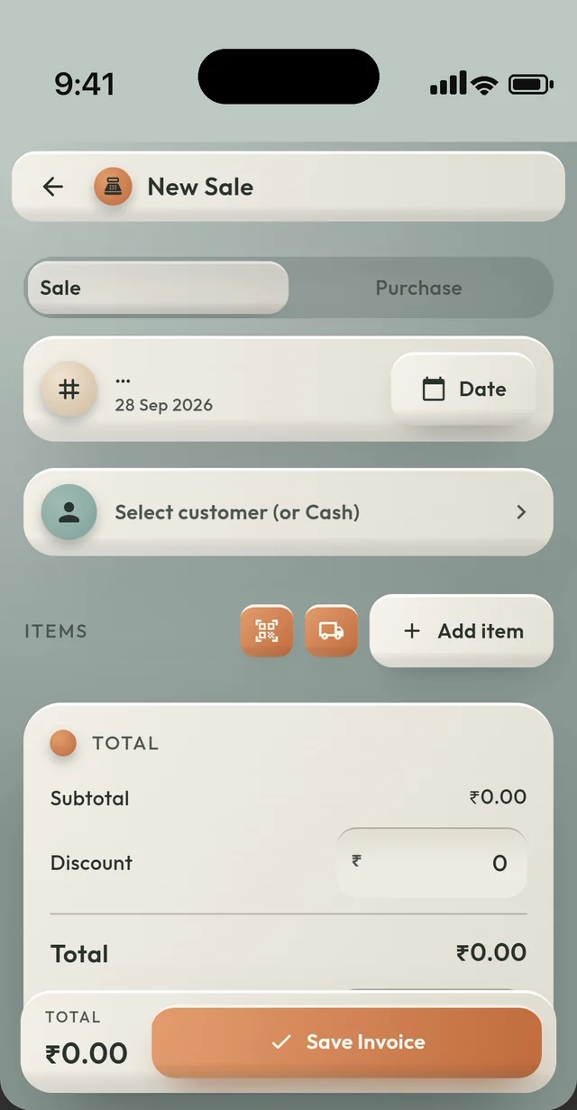 Billing — a new sale