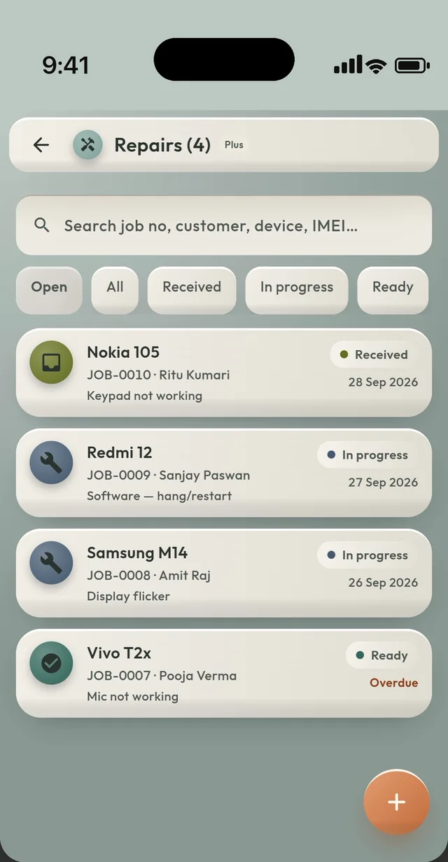 Repairs — every job tracked